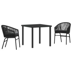 Ensemble de salle à manger de jardin 3 pièces - Rattan synthétique noir 