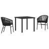 Ensemble de salle à manger de jardin 3 pièces - Rattan synthétique noir 