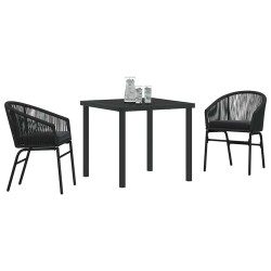 Ensemble de salle à manger de jardin 3 pièces - Rattan synthétique noir 
