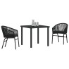 Ensemble de salle à manger de jardin 3 pièces - Rattan synthétique noir 