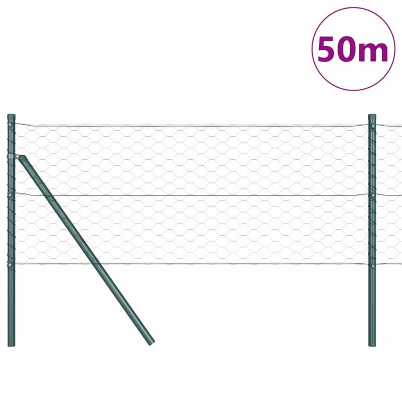 Clôture hexagonale verte 0.6x50 m en acier 