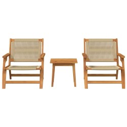 Ensemble de Chaises de Jardin avec Table - 3 Pièces en Bois d'Acacia Massif Beige 