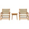 Ensemble de Chaises de Jardin avec Table - 3 Pièces en Bois d'Acacia Massif Beige 
