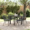 Ensemble de jardin de 5 pièces avec des coussins en poly rotin noir. 