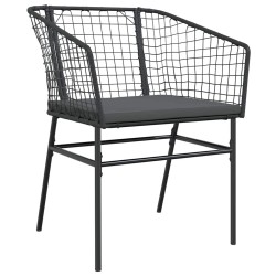Ensemble de jardin de 5 pièces avec des coussins en poly rotin noir. 