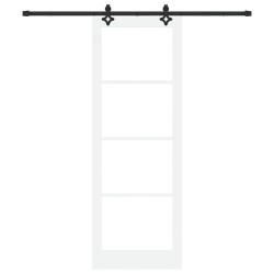Porte coulissante avec ensemble matériel Blanc 83x232 cm Bois massif Pin 