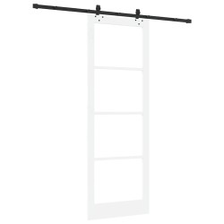 Porte coulissante avec ensemble matériel Blanc 83x232 cm Bois massif Pin 