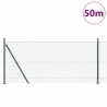 Clôture en fil soudé avec 13 poteaux flangés verts 1x50 m acier 
