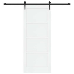 Porte coulissante avec set de matos blanc 83x202 cm en bois massif de pin 