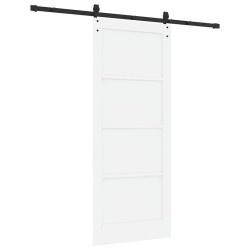 Porte coulissante avec set de matos blanc 83x202 cm en bois massif de pin 