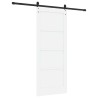 Porte coulissante avec set de matos blanc 83x202 cm en bois massif de pin 