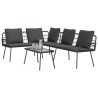Set de canapé de jardin 2 pièces avec coussins en poly rotin noir 