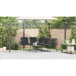 Set de canapé de jardin 2 pièces avec coussins en poly rotin noir 