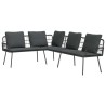 Set de canapé de jardin 2 pièces avec coussins en poly rotin noir 