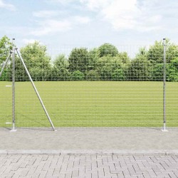 Clôture Euro avec 7 poteaux à flasque 1,5 x 10 m en acier galvanisé 