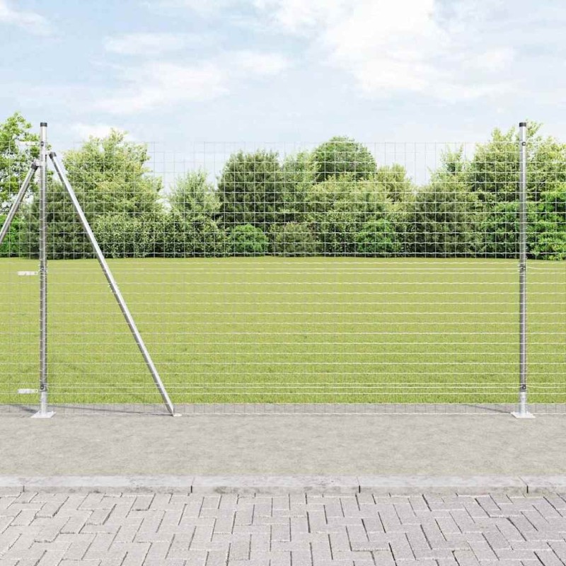 Clôture Euro avec 7 poteaux à flasque 1,5 x 10 m en acier galvanisé 