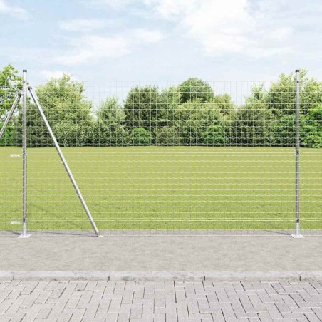 Clôture Euro avec 7 poteaux à flasque 1,5 x 10 m en acier galvanisé 