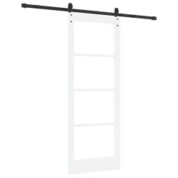 Porte coulissante avec quincaillerie blanche 78x202 cm en pin massif 