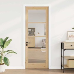 Porte Intérieure avec Verre 'ORKDAL'78x211x4 cm en Bois Massif de Pin 