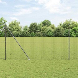 Clôture Euro avec 7 poteaux en pointe de 1,6 x 10 m en acier galvanisé gris 