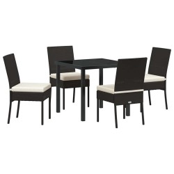 Ensemble de jardin de 5 pièces en poly rotin noir 