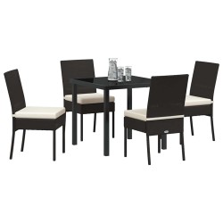 Ensemble de jardin de 5 pièces en poly rotin noir 