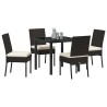 Ensemble de jardin de 5 pièces en poly rotin noir 