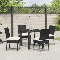 Ensemble de jardin de 5 pièces en poly rotin noir 