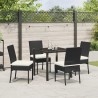 Ensemble de jardin de 5 pièces en poly rotin noir 