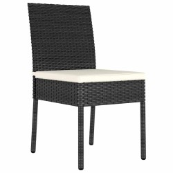 Ensemble de jardin de 5 pièces en poly rotin noir 