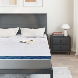 Coussins de Matelas Blanc et Bleu 140 x 200 cm 