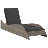 Chaise longue avec coussin gris 60x205x73 cm résine tressée 