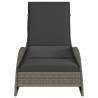 Chaise longue avec coussin gris 60x205x73 cm résine tressée 