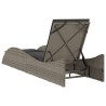 Chaise longue avec coussin gris 60x205x73 cm résine tressée 