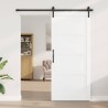 Porte Coulissante avec Matériel Blanc 93x211 cm Bois Massif Pin 