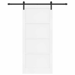 Porte Coulissante avec Matériel Blanc 93x211 cm Bois Massif Pin 