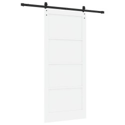 Porte Coulissante avec Matériel Blanc 93x211 cm Bois Massif Pin 