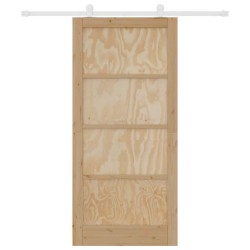 Porte Coulissante avec Kit Quincaillerie 93x202 cm en Bois Massif de Pin 