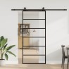 Porte coulissante kit de quincaillerie noir 90x205 cm verre ESG 