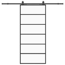 Porte coulissante kit de quincaillerie noir 90x205 cm verre ESG 