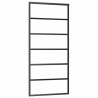 Porte coulissante kit de quincaillerie noir 90x205 cm verre ESG 