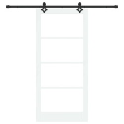 Porte coulissante avec kit de matériel 'ORKDAL'en bois massif et verre blanc 