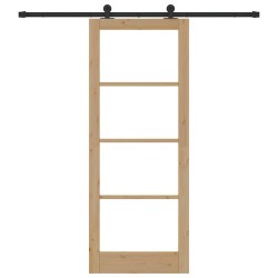 Porte coulissante avec quincaillerie 'ORKDAL'en bois massif et verre 