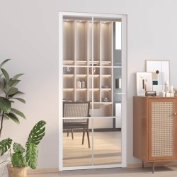 Porte intérieure 93x201,5 cm Blanc Verre ESG et aluminium 