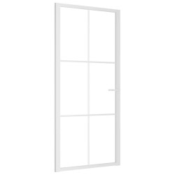 Porte intérieure 93x201,5 cm Blanc Verre ESG et aluminium 