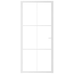 Porte intérieure 93x201,5 cm Blanc Verre ESG et aluminium 