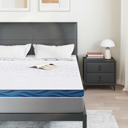 Coussins de Matelas Blanc et Bleu 160 x 200 cm 