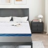 Coussins de Matelas Blanc et Bleu 160 x 200 cm 