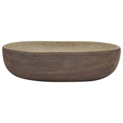 Vasque à poser sable et marron ovale 59x40x14 cm céramique 