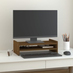 Support de moniteur Marron miel 50x27x15 cm Bois de pin solide 